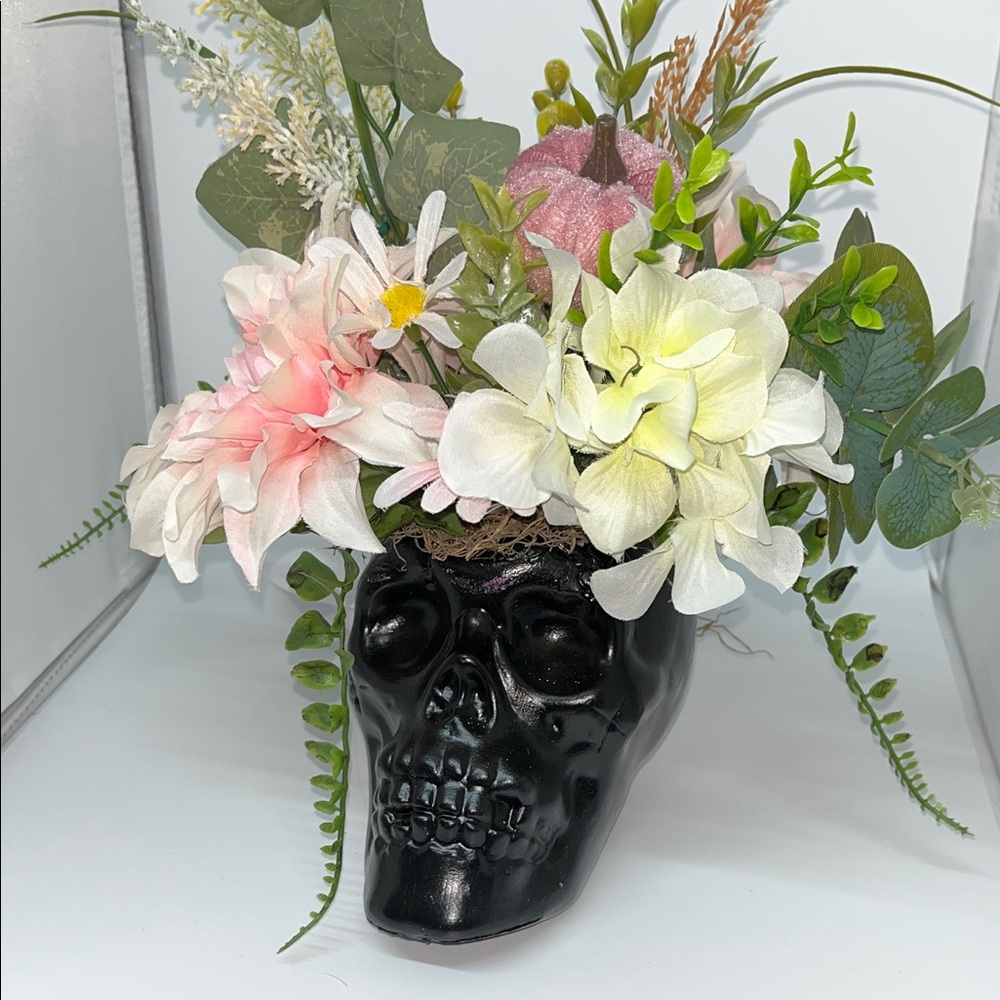 Halloween Floral Skull Arrangement